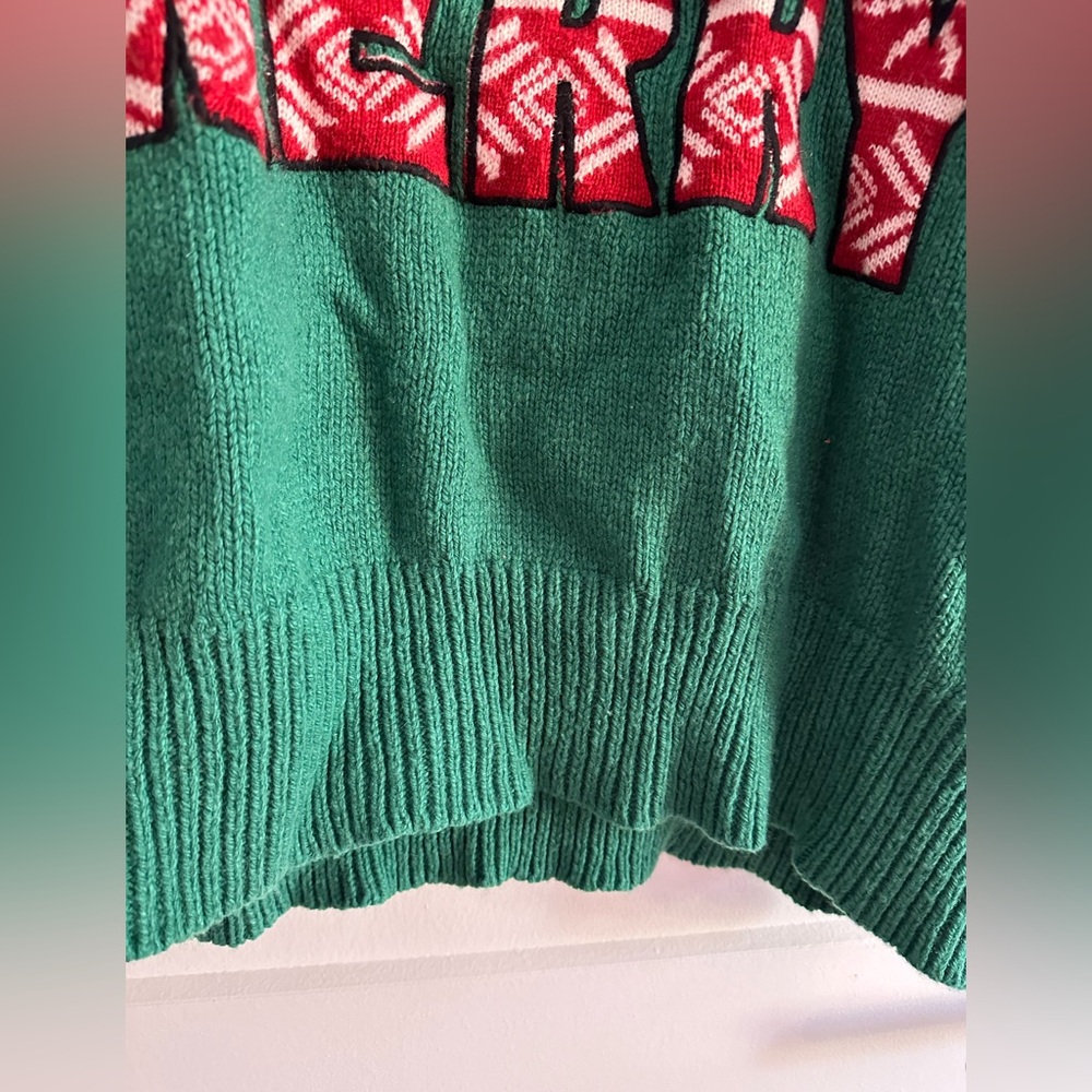 Zara Knit Snoopy Peanuts Merry Sweater Green Medium - Picture 8 of 10